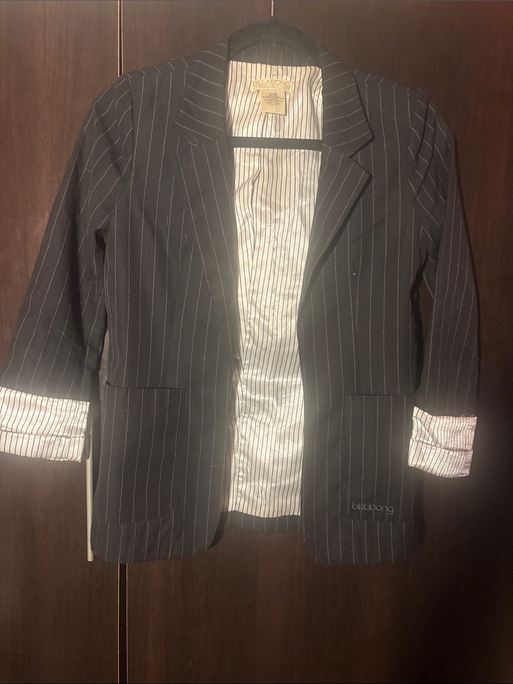 Navy Pinstripe Juniors Blazer - Classic Tailored Jacket